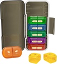 Ugentlig Pill Organizer 2 gange om dagen, Fugtighed- Proof, Aftagelige Kompartmenter, AM PM Pill Box 2x 7 Dag, Travel Pill Organizer for Pills / Fish Oil / Medicin / Vitamin / Kosttilskud (Sort + Farverige)
