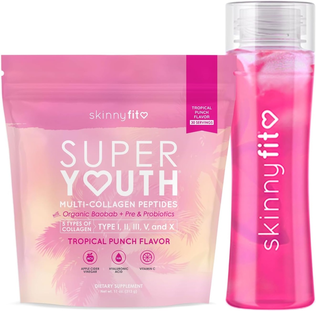 SkinnyFit Super Youth Tropical Punch Collagen med flaske bundle