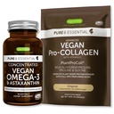 Pure & Essential Vegan Collagen Peptid Protein Powder & Vegan Omega 3 Bundle, Complete Collagen Boosting Formel & Sustainable Algae Oil 1340mg, by Igennus
