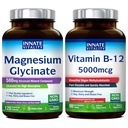 Innate Vitality Magnesium Glycinate & Vitamin B12 Bundle, No Gluten & Vegan, Magnesium (120 Caps) & Vitamin B12 (90 Fast Opløs Tabs), Value Pack, Bundle & Gem