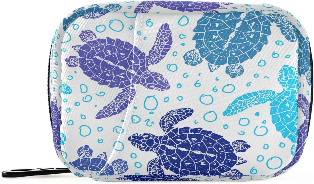 Naanle Vintage Sea Turtle Pill Box 7 Dag Pill sag Rejse Pill Organizer Bag med lynlås Portable ugentlige sag Kompakt størrelse for supplement Vitamin Holder