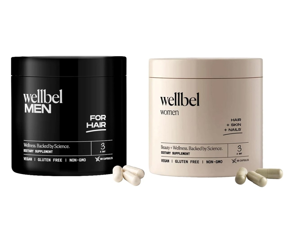 WELLBEL Mix Pack Mænd og kvinder Ren supplement til hår, hud og negle, Vegan, Gluten fri og ikke GMO