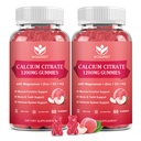 Calcium Citrate 1200mg Gummies med vitamin D3, K2 - Chewable Calcium Magnesium Zink d3 Supplement med Sea Moss Extract for Ben, tænder, immunforsvar for kvinder & mænd, Peach Flavor- 60 Gummies (2Pack)