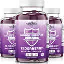 NEW AGE Immunsystem Support Gummies - Sambucus Black Elderberry Gummies med C-vitamin og zink (immunstøtte 180 Gummies)
