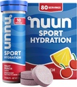 Nuun Sport Electrolyte Tablets med Magnesium, Calcium, Kalium, Chlorid & Natrium, Gluten Free & Vegan, Fruit Punch, 8 Pack (80 Servere i alt)