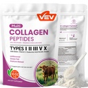 VEV Multi Collagen Peptider Powder, 16 oz (41 Servering) - Type I, II, III, V, X, Hydrolyzed Collagen, Hyaluronsyre Power, Biotin, C-vitamin, Understøtter Hud, Unflavored, Opløser nemt