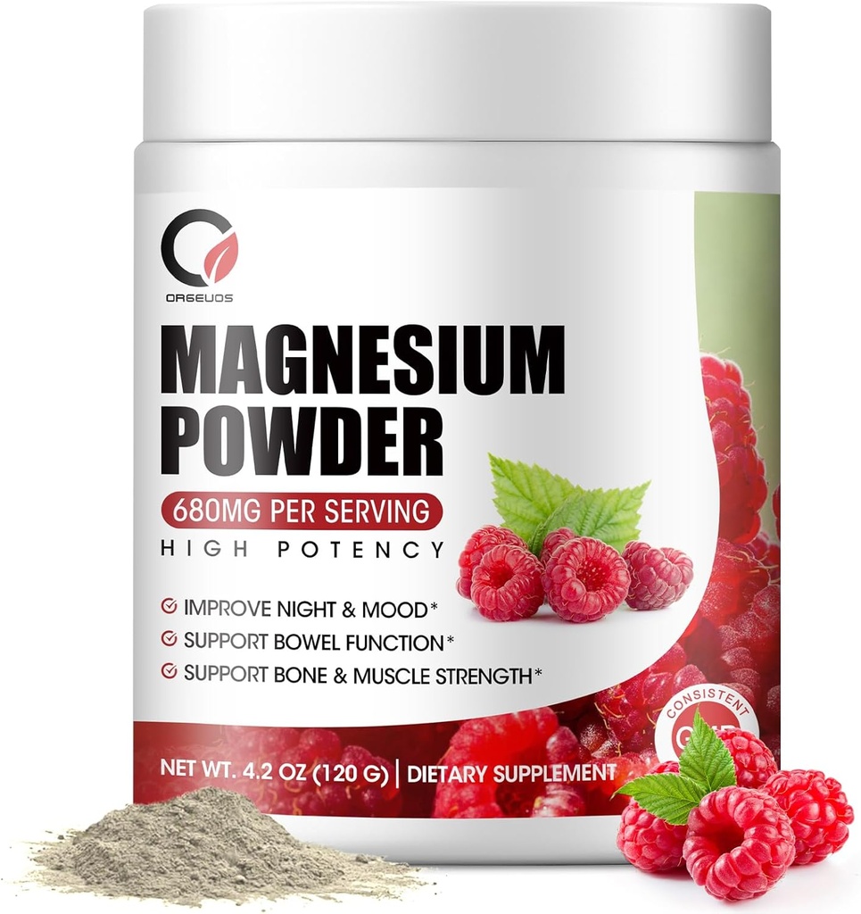 Magnesium Glycinate Powder - 680mg Magnesium Complex supplement med Magnesium Citrate, Oxide & Vitamin A C D E for ro, nat & Muskelstøtte - Vegan, Non GMO (60 Servere, 120 Bedste)