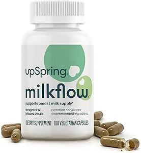 UpSpring Milkflow Amning Supplement for Milk Supply Øge, Amning Kosttilskud med Bukkehorn & Velsignet Thistle, Non- GMO, Amning Support 100 Vegansk Kapsler
