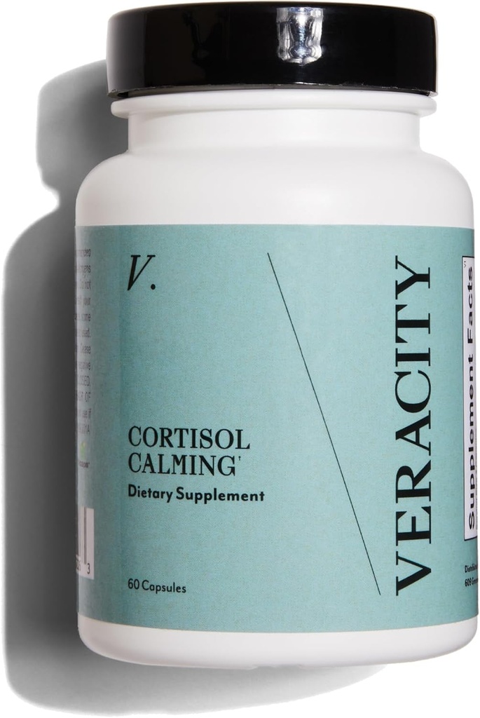 Veracity Cortisol Calming - Clinically Proven Stress & Sleep Support Supplement - Reduces Tension & Improves Mental Clarity with Natural Blend of Adaptogens - 60 Capsules