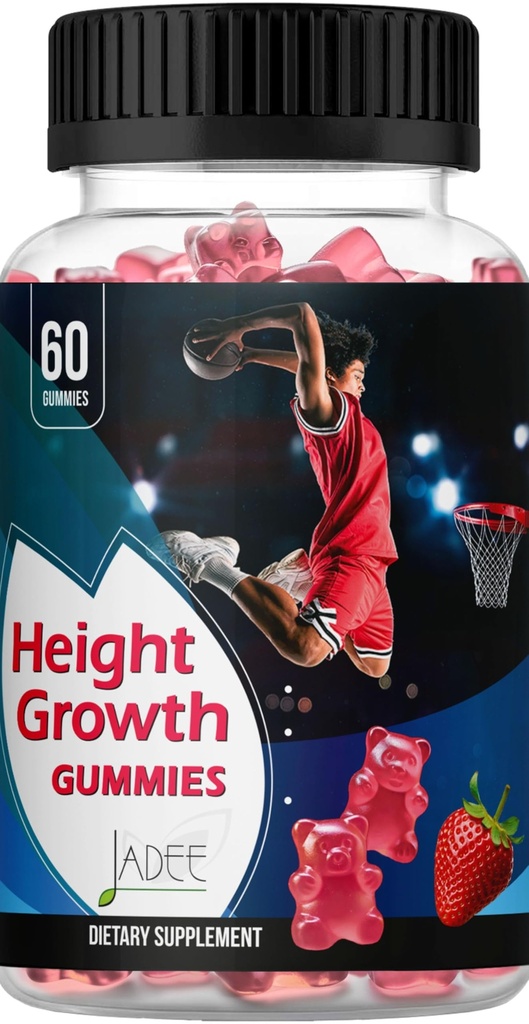 Jadee Højde Vækst Gummier for Teens & Kids Calcium 325mg, Teen Vitaminer D3, K2, C, Magnesium, Ashwagandha, Zink, L- Arginin - Bone sund vækst, udvikling & Styrke - Højde stigning og immunitet