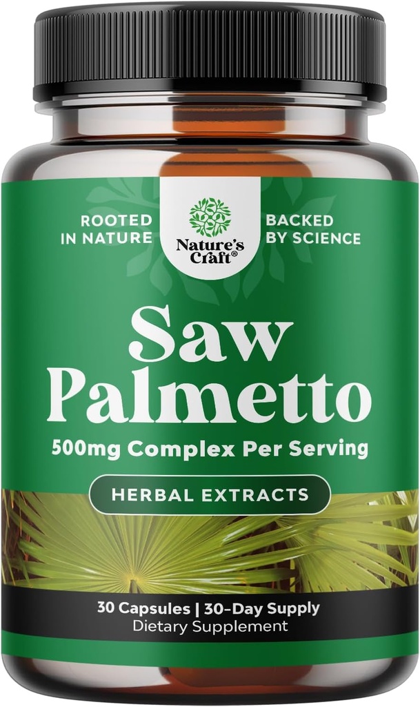 Extra Strength Saw Palmetto Extract - Advanced Herbal Complex for Hår Health and Urinary Support with Plant Steroler & Flavonoider - Potent Herbal Supplement med 500mg per servering - 30 kapsler