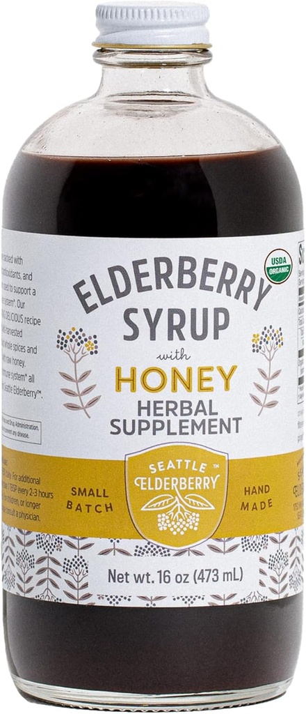 Syrup med rå honning - Lækker, Gluten- Free Herbal supplement med potent immunforsvar fordele fremstillet af kun økologiske ingredienser i små batches i USA - 16oz
