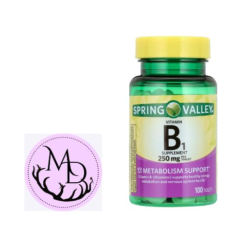 Spring Valley Vitamin B1 tabletter Kosttilskud, 250 mg, 100 Count + Dri Store Sticker.