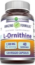 Amazing Formulas L- Ornithin 1500 Mg Per Serving Veggie Kapsler Supplement 124; Non- GROMLE 124; Gluten Free Gluten 124; Lavet i USA (120 Greve)