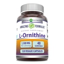 Amazing Formulas L- Ornithin 1500 Mg Per Serving Veggie Kapsler Supplement 124; Non- GROMLE 124; Gluten Free Gluten 124; Lavet i USA (120 Greve)