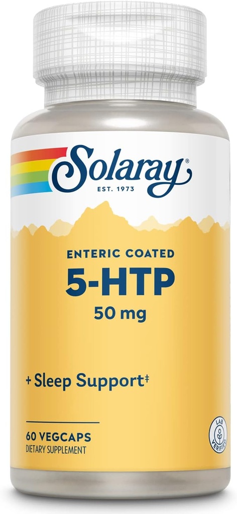 SOLARAY 5- HTP - 60 enteric- overtrukne kapsler - 50 mg