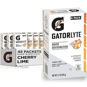 Gatorlyte Powder, Cherry Lime, Makes 16.9 Fl Oz (Pack of 48)