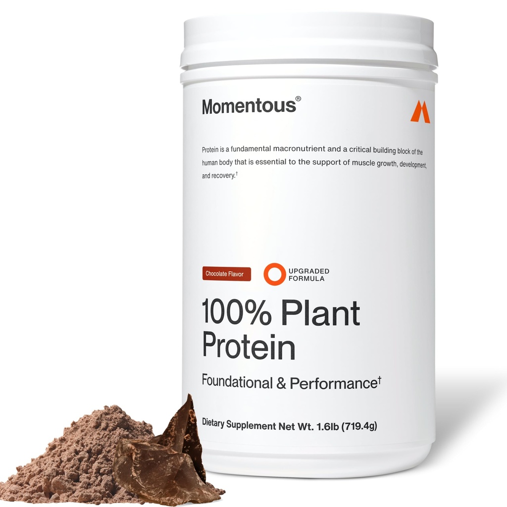 Momentous Vegan Protein Powder - 20 g Plant- baseret protein - NSF Certified for Sport - Gluten- Free - Non- GMO - 22 Servere til essentiel hverdagsbrug - Chokolade