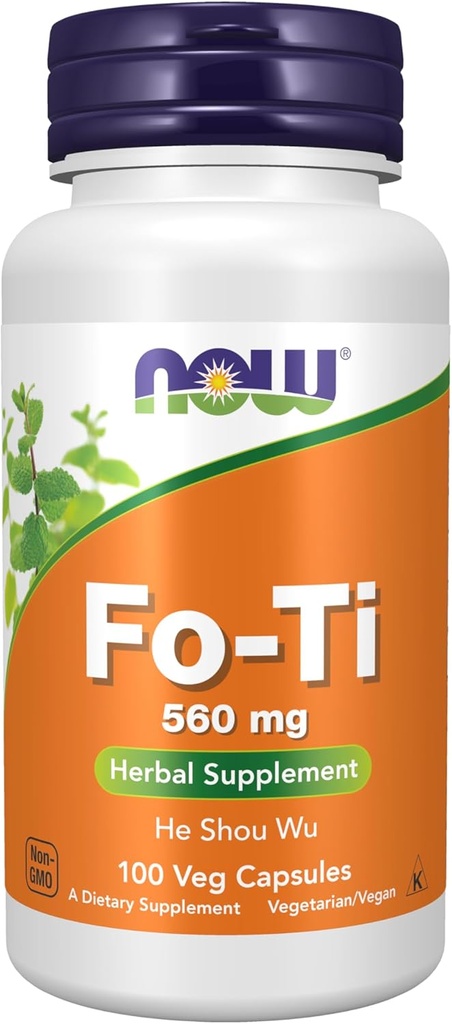 Now Foods Supplements, Fo- Ti (Polygonum multiflorum) 560 mg, Ho Shou Wu, Herbal Supplement, 100 Veg kapsler