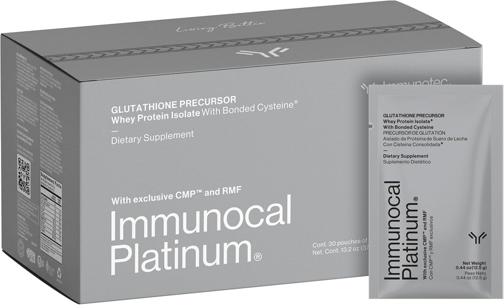 Immunocal Platinum Glutathione Precursor - Whey Protein Isolate, Anti- Aging, Hud + Cell Fornyelse, Immunstøtte, Detox + Bone Support Б124; Fat and Sugar Free, Lactose- Intolerant Friendly