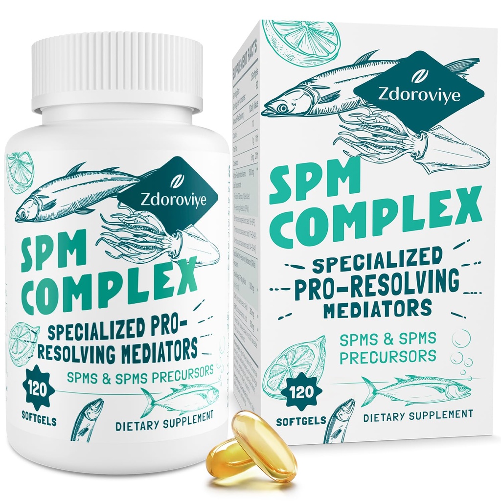 Specialiseret pro- Resolving Mediatorer og SPM Precursors Complex, SPM supplement til Balanceret immunrespons, hjerne, Tissue & Cellular - 120 Softgels