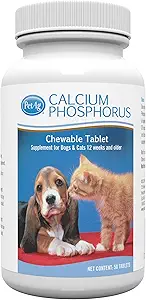 PetAg Calciumfosfortabletter - 50 tabletter - Daily- Use, Chewable Supplement til hunde & katte 12 uger og ældre - Forstærket med D-vitamin