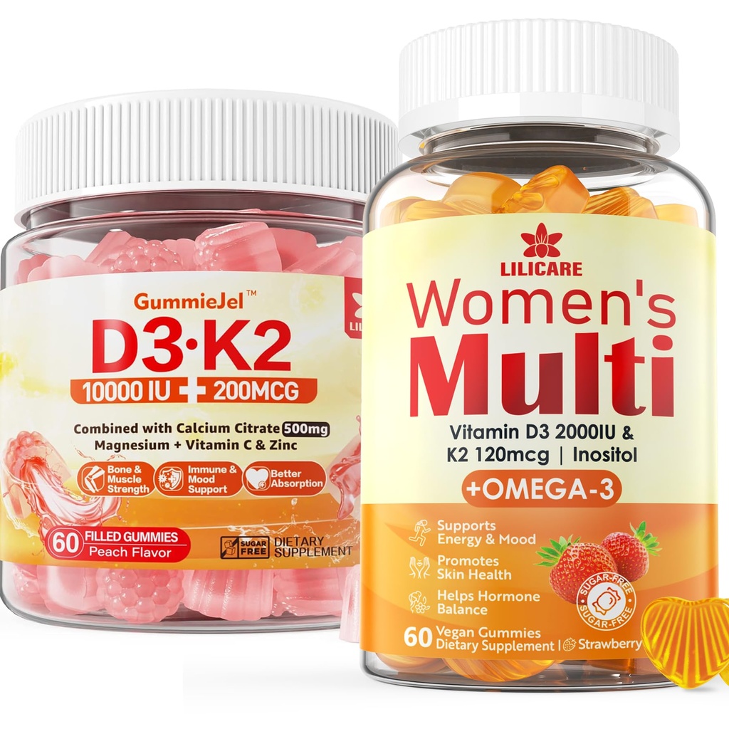 Sugar- Free Vitamin D3 K2 Fyldt Gummy + Multivitamin til kvinder Gummies