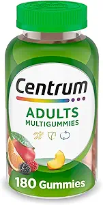 Centrum MultiGummies Gummy Multivitamin til voksne, Multivitamin / Multimineral supplement med vitaminer D, B og E, Assorterede Frugtsmag - 180 Tæl