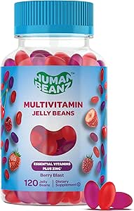 Multivitamin Jelly Bean Gummies med zink til mænd og kvinder, immunforsvar Kosttilskud til voksne, Vegetar, 120 Berry Blast Jelly Beans, Kosher