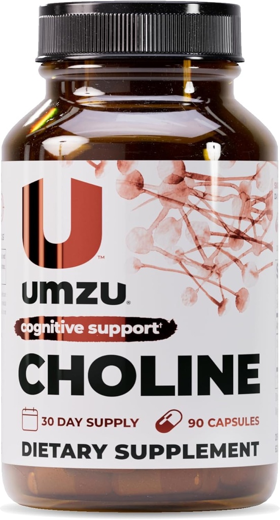 UMZU Cholin Supplement for kognitiv og Hormonal Support Buddy 124; Acetylcholine Booster Hjælper Brain Focus, Memory & Metabolisme Buddy 124; fremmer leversundhed & østrogen Balance (30 dages forsyning Buddy 124; 90 Kapsler)