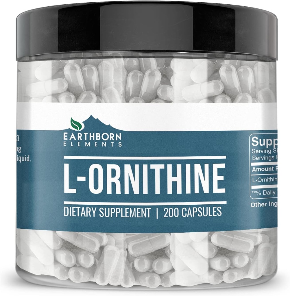 Earthborn Elements (200 kapsler L- Ornithin HCl, Aminosyre, proteinsyntese