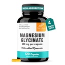 Sandhu 's Magnesium Glycinate 400mg kapsler med Quercetin Note 124; Quality Sleep, Relaxation, Muscle Health & immunsupport