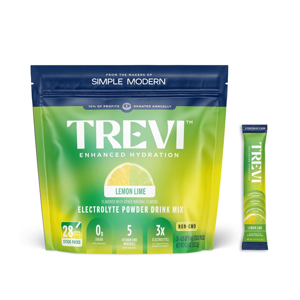 TREVI ™ Sugar Free Electrolytes - Drink Mix Hydration Powder Packets - 28 Greve - Lemon Lime