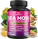 BMVINVOL Sea Moss Black Seed Shilajit Ashwagandha + Bladderwrack, Ginger, Moringa, Turmerisk, Burdock, Ginseng, Rhodiola Rosea - 100 kapsler