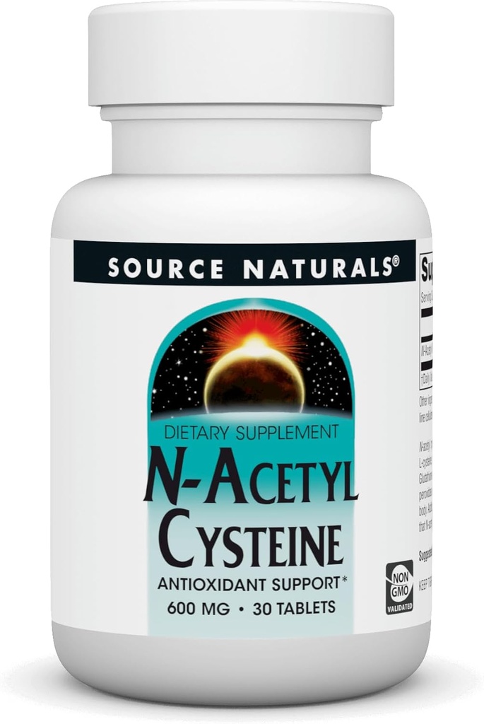 Source Naturals N- Acetyl Cysteine Antioxidant Support 600 mg Kosttilskud, der understøtter respiratorisk sundhed * - 30 tabletter