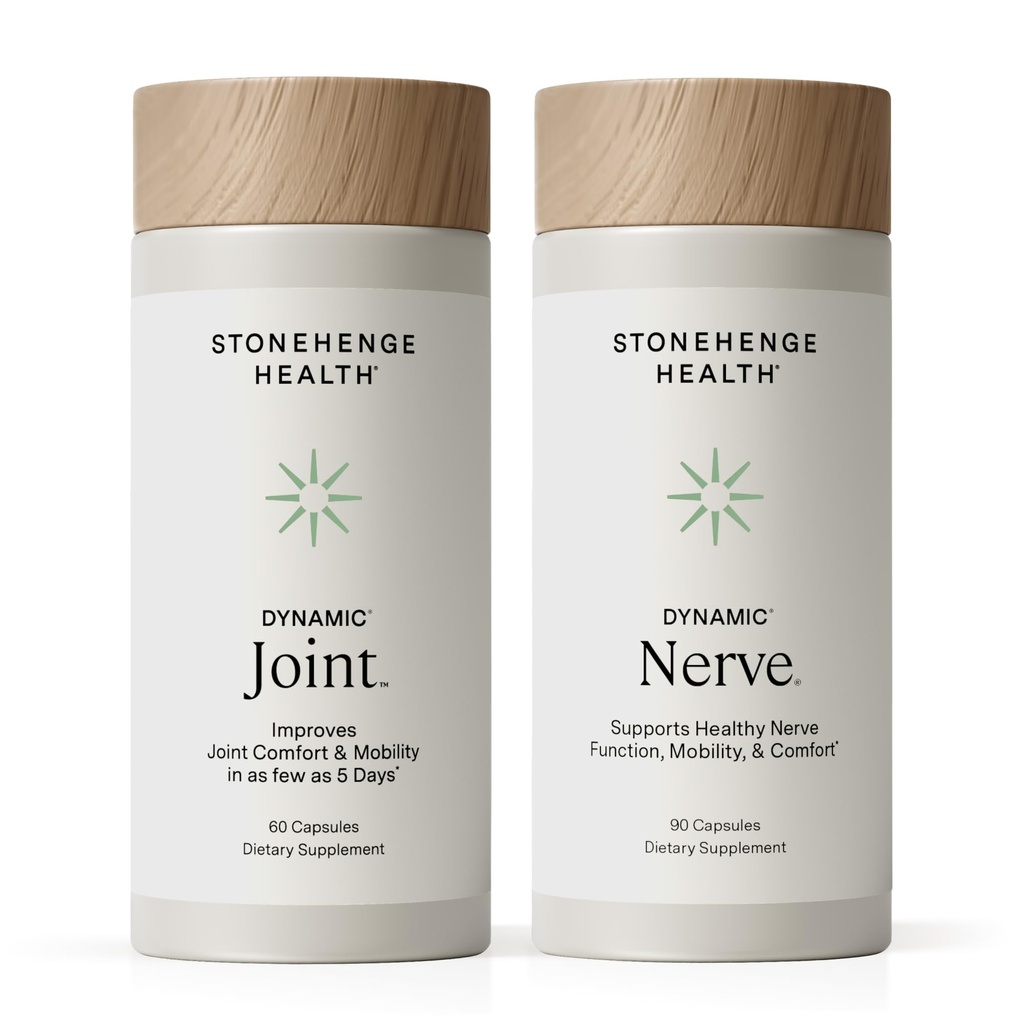 Stonehenge Health Dynamic Joint & Dynamic Nerve Bundle Supplements: Fælles discomfort, Stifness, Support Comfort, Tingling, Numbness, Burning, fælles sundhed