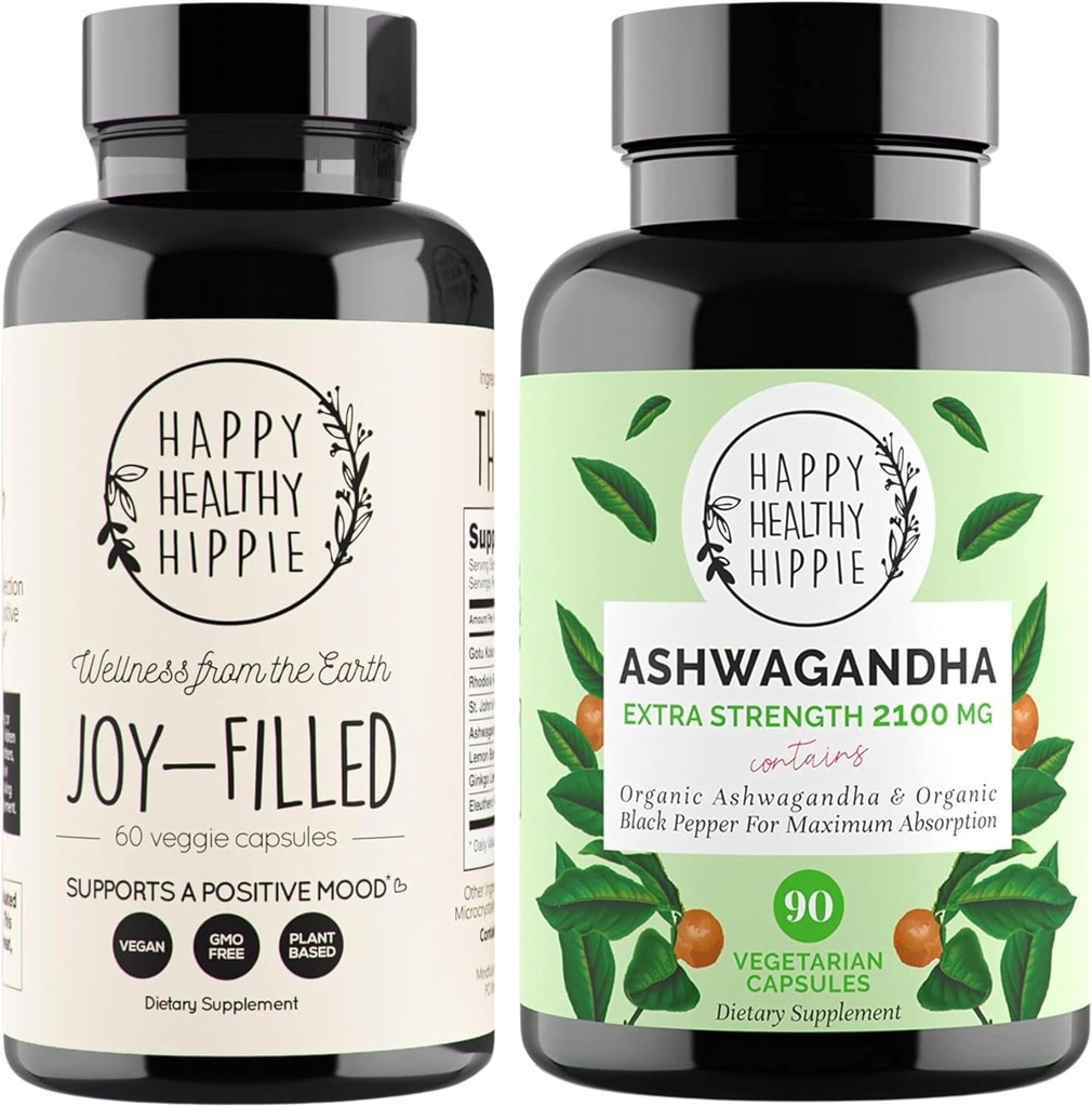 Happy Sund Hippie Joy- Filled Mood Support Supplement + Organic Ashwagandha Stress Support Supplement