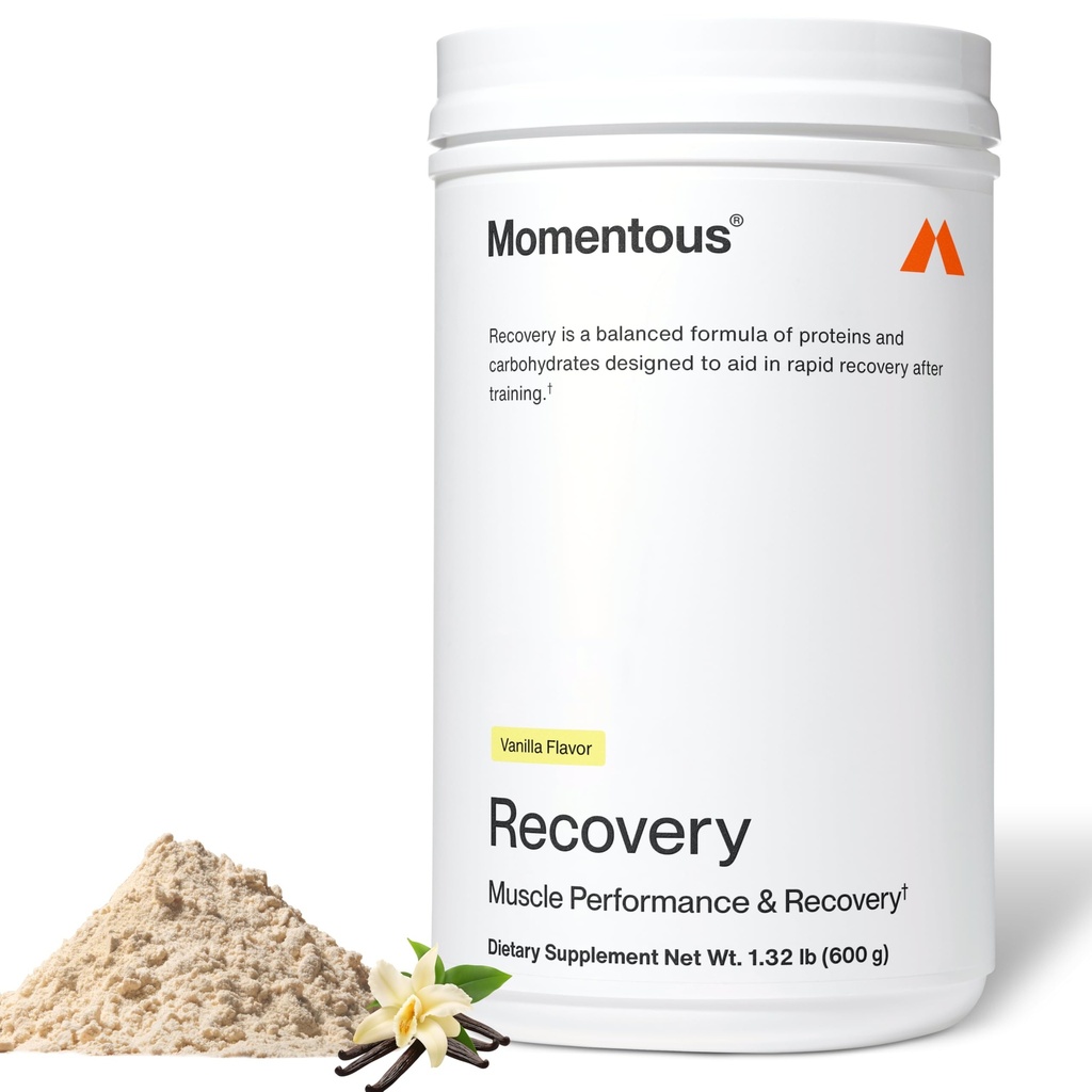 Momentous Recovery Grass- Fed Whey Protein Powder - 20 g Post- Workout Whey Isolate Protein - NSF Certified for Sport - Gluten- Free - 15 Serveringer - Vanilla - Pakke May Vary