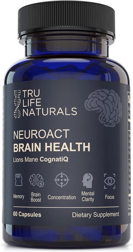 NEUROACT Brain Health Memory, Fokus, Koncentration, Mental Klarhed med CognatiQ, vitamin B3 & B6 Budd124; Administrer stress & Elevate Mood Budd124; Holistisk Brain Health Formel, Vedvarende Energi & Velvære