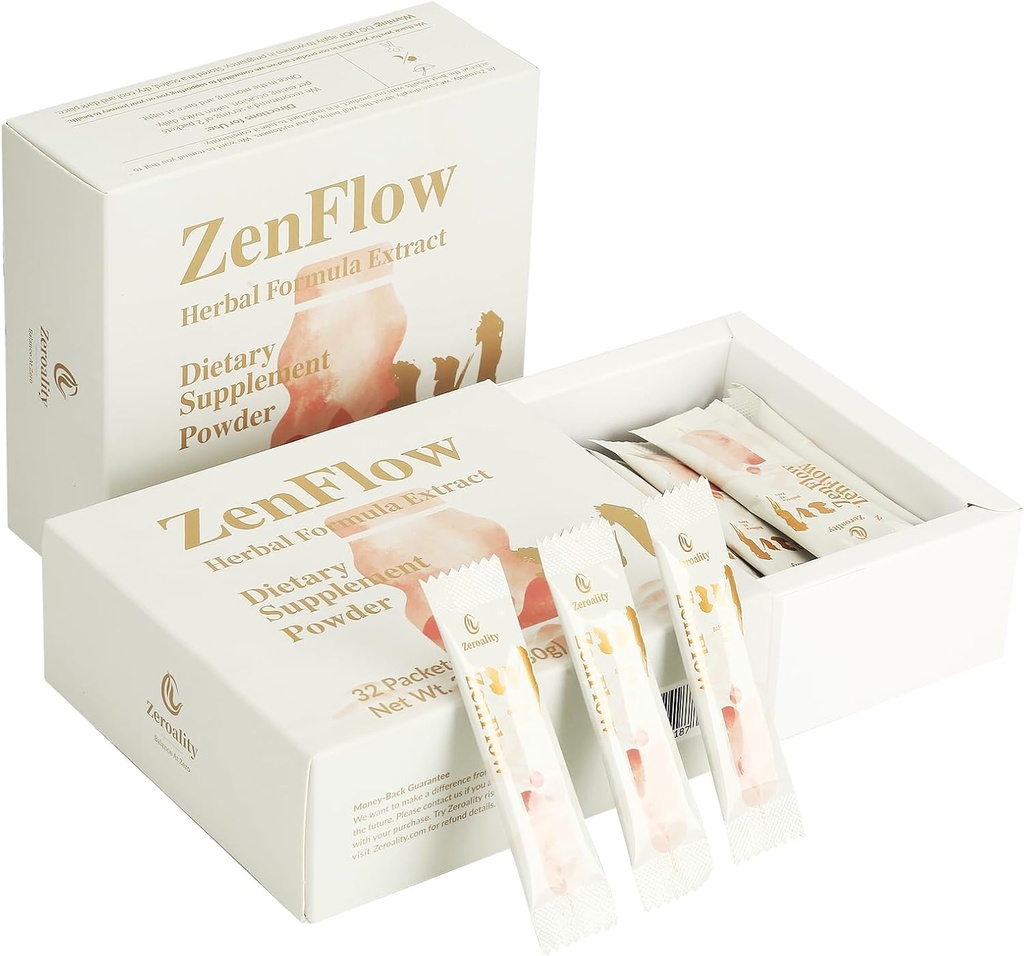 ZenFlow, PMS og menstruation Support, TCM, Dong Quai, Promote Sund Uterus, Kideny og Bregen, Promote Urogenital Function, Women 's Health, (32 Packets - 1 Box)