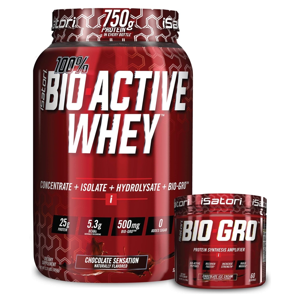 iSatori Bio- GRO Chocolate Ice (60 Servere) & Bio- Active Whey Protein Powder Chocolate Sensation (30 Servere)