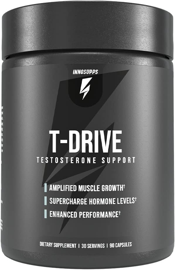 InnoSupps: T-Drive-124; Testosteron Booster-124; Amplify Muskelvækst-124; KSM- 66 Ashwagandha, Bor, Fenugreek-124; 90 Kapsler