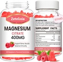 2 Pack Magnesium Citrate Gummies 400MG, Høj Absorption Magnesium Gummies for voksne, Muskel & Tænder Support, Vegan 120 Cts