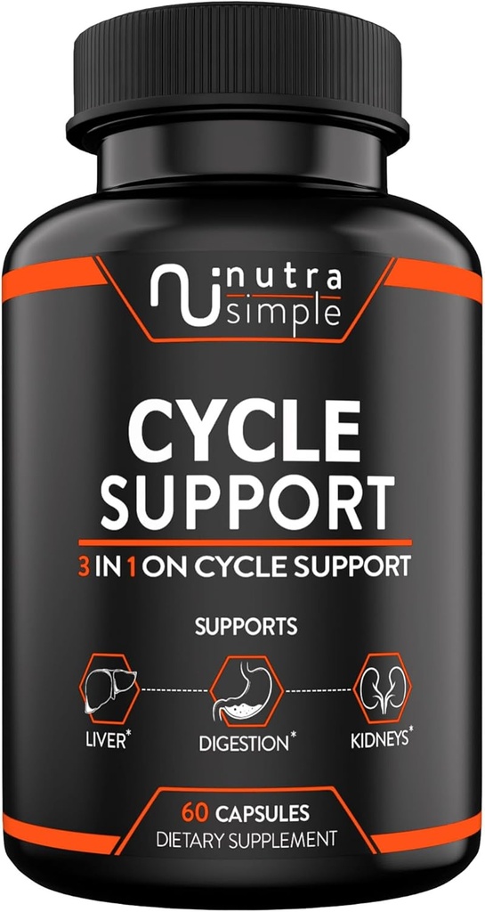 Cykelstøtte supplement til mænd og kvinder - Natural lever rense Detox & Reparation - Gut Health & Nyre Support med mælk tidsel, Beet Root, Mælkebøtte, Cholin, Artichoke Extract - 60 kapsler