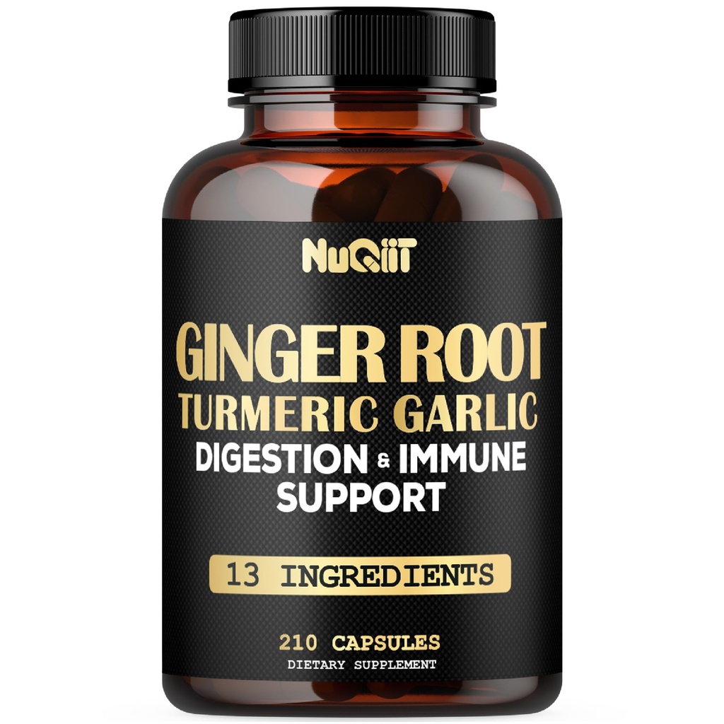 Ingefær Kosttilskud Kapsler med gurkemeje, Hvidløg Bulb, Berberine HCl, Echinacea - 210 Kapsler
