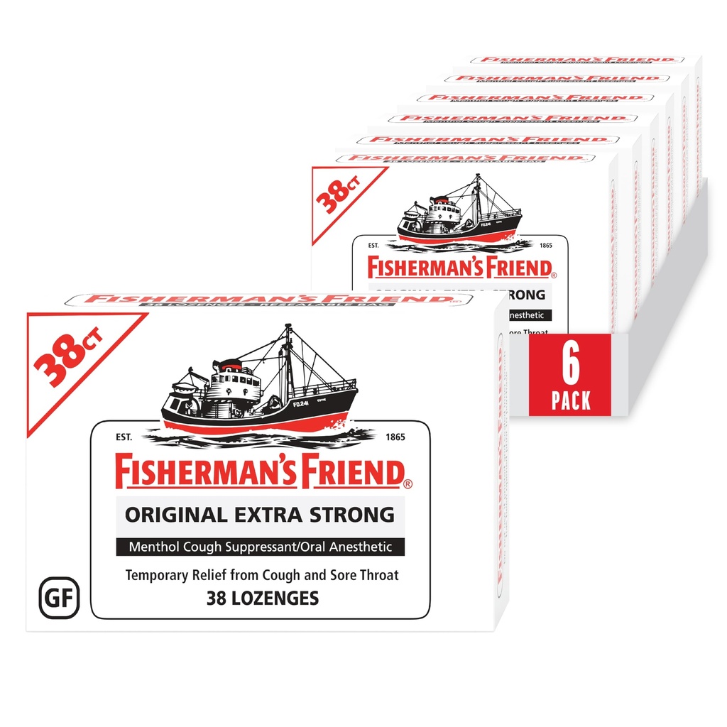 Fiskerens ven Host Drops, Host suppressant og Sore Throat Lozenges, Original Extra Strong, 10mg menthol, 228 Drops (6 pakker med 38)