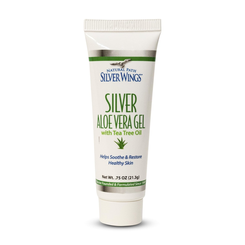 Natural Path Sølv vinger 200ppm sølv med Aloe Vera Gel og Tea Tree Oil - Lindrende hudpleje - 0,75 oz