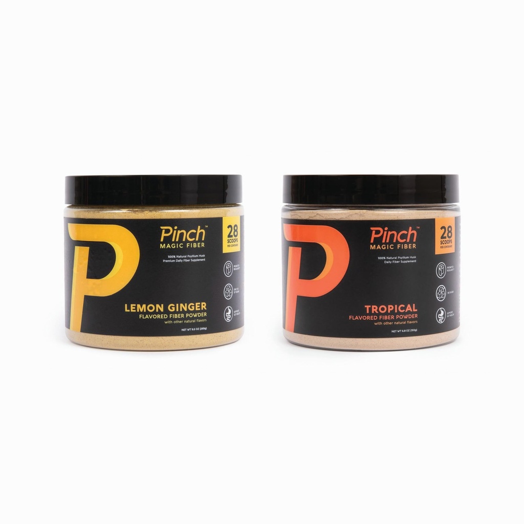Psyllium Husk Pulver • 124; Keto, Vegan, Sugar- Free • 124; Tropical & Lemon Ginger Flavors • 124; USA- Made • 124; 28- Day Supply for All