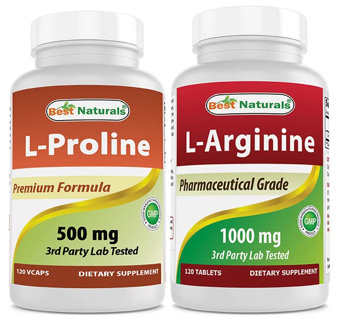 Bedste Naturals L- prolin 500 mg & L- Arginin 1000 mg