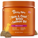 Zesess Paws Salmon Oil for Dogs Hud og Coat, Omega 3 Fish Oil Chews, Hund Allergy Relief Chews, Itch Relief Supplement, 90 Greve, Salmon Flavor